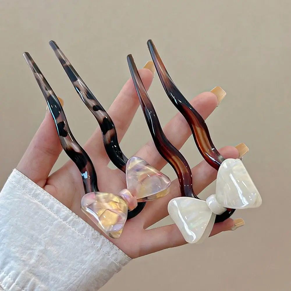 ปิ่นปักผมรูปโบว์รูปตัวยูหรูหราสำหรับผู้หญิงหญิงสาวผมทรงเรขาคณิต