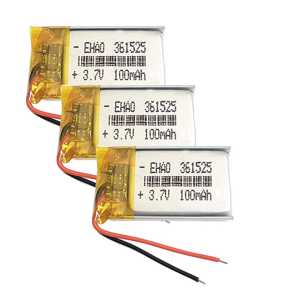 3 szt. 3.7V 100mAh 361525 mały rozmiar akumulator Lipo litowo-polimerowy zestaw słuchawkowy rejestrator zegarek z Bluetooth MP3