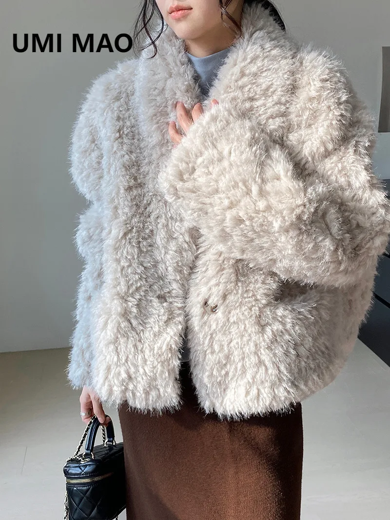 UMI MAO Autumn Jacket Women Winter Coat Korean Style Lapel Fur Coat Small Women's High-end Fur One-piece Top Femme