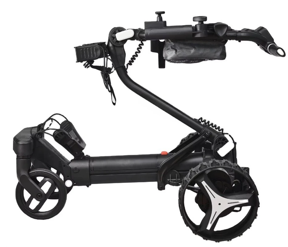 Golf cart, carrying clubs and golf bags with remote control wheels; downhill control
