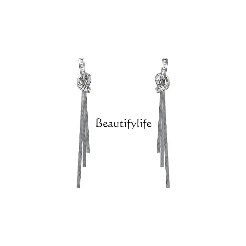 Long Fringe Earrings Women's Light Luxury High Sense Sterling Silver Eardrops 2024 New Popular Ear Rings