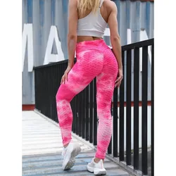 Tie Dye Fitness Leggings Women High Waist Leggings Fashion Hip Liftting High Elastic Imitation Cellultie Tights Gym Running Pant