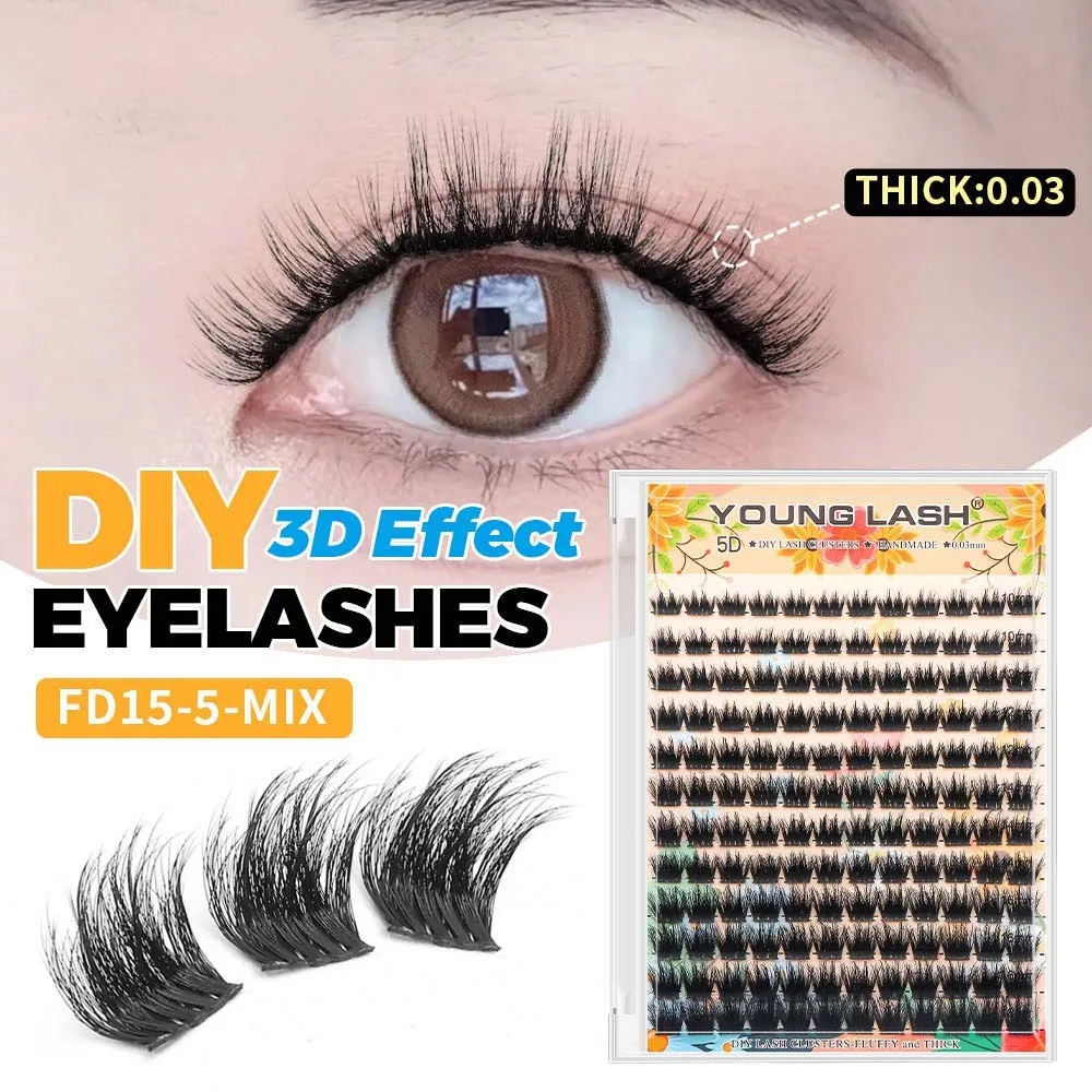 Segmented C Curl False Eyelashes 10-18mm DIY Individual Cluster Eyelashes Oblique Winged Natural Eyelashes Extensions Women