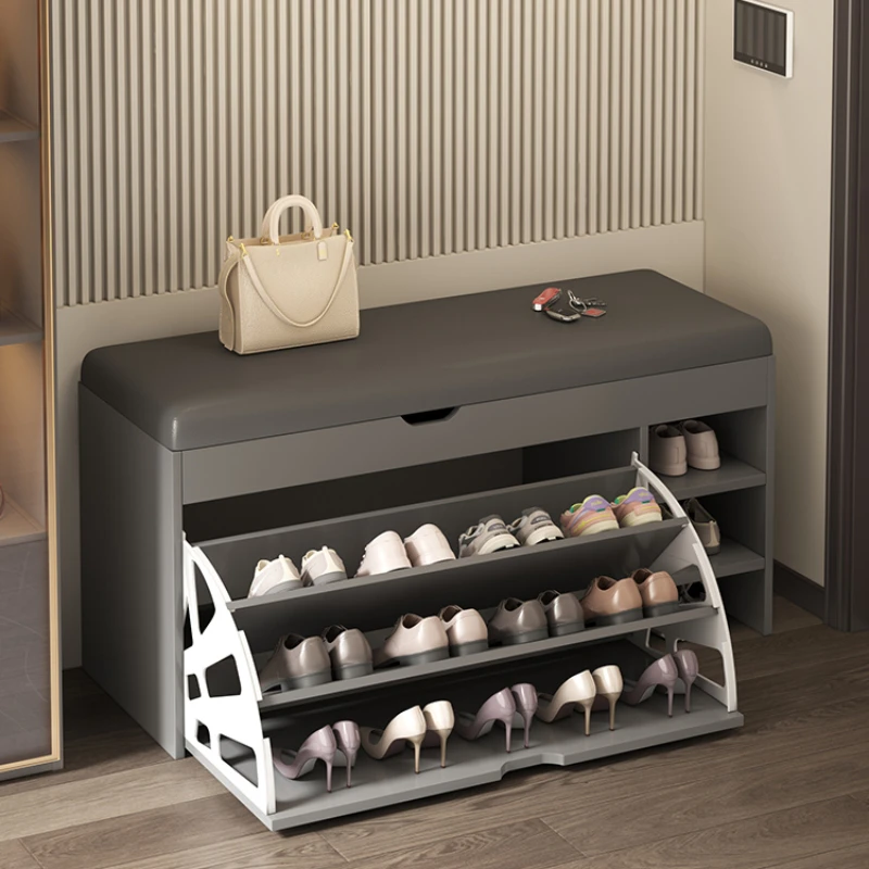 Home Storage shoe cabinet entrance hall shoe changing stool modern multilayer shoe rack Hallway soft bench porch Furniture