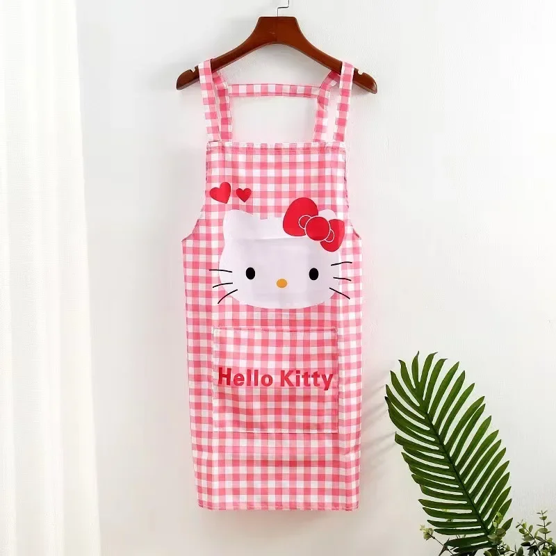 Sanrio Hello Kitty Adult Apron Cartoon Kitchen Home Cleaning Sanitation Cloth Apron Large Cooking Waist Skirt Sleeveless Apron