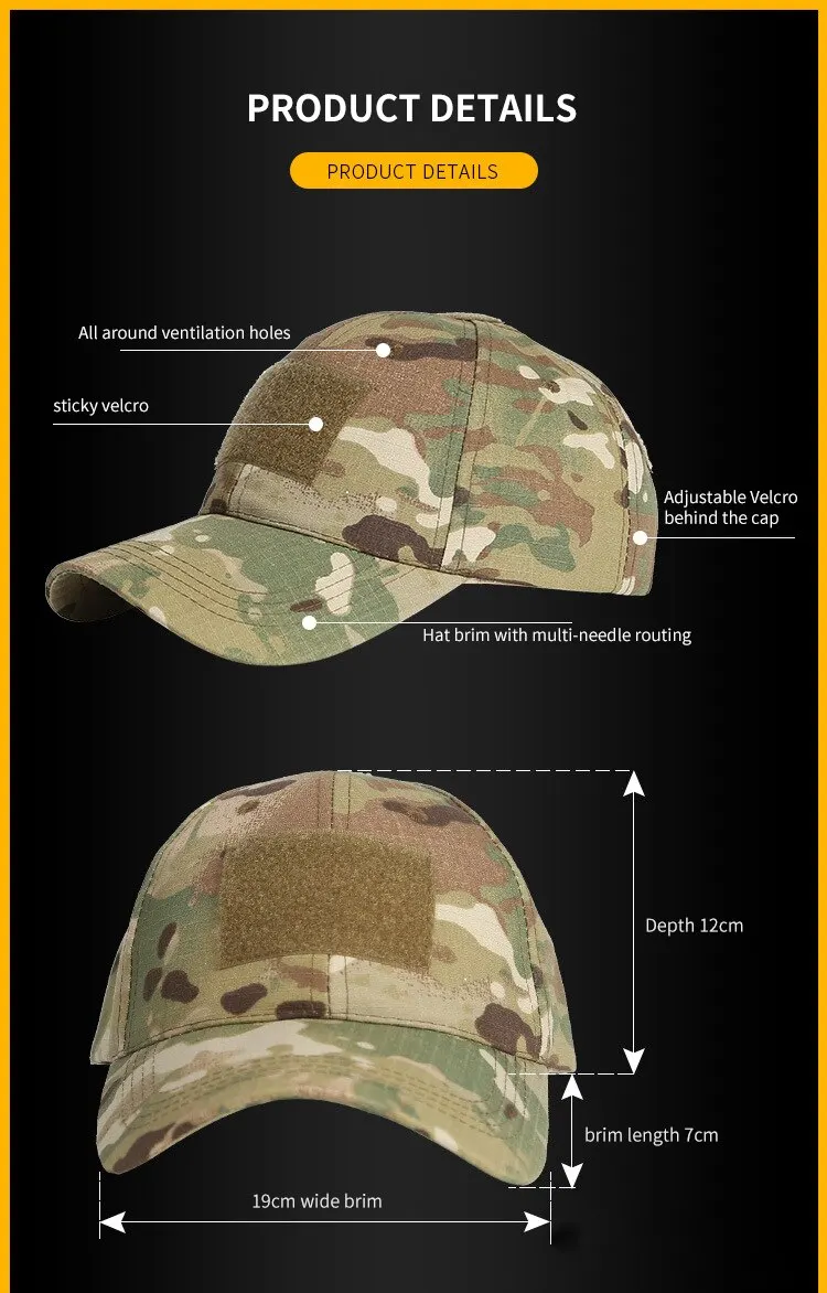 Tarnfarben Herren Baseballkappe Camouflage Sportkappe Verstellbare Hüte zum Angeln Outdoor Coole Sportkappe – Detail 1