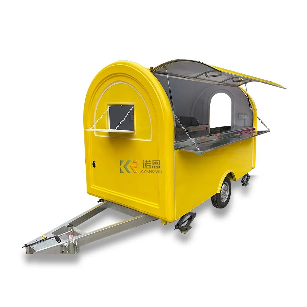 

Food Trailer Fast Food Kiosk Outdoor Shopping Mall Stainless Steel Mirror Food Truck for Customizable