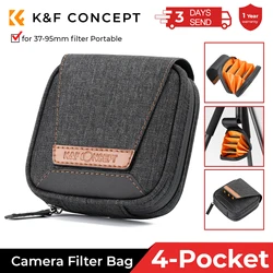 K & F Concept Lens Filter Case Bag, bolso interno, filtros de transporte, bolsa para 37mm-95mm, ND, UV, CPL, armazenamento, 4 slots