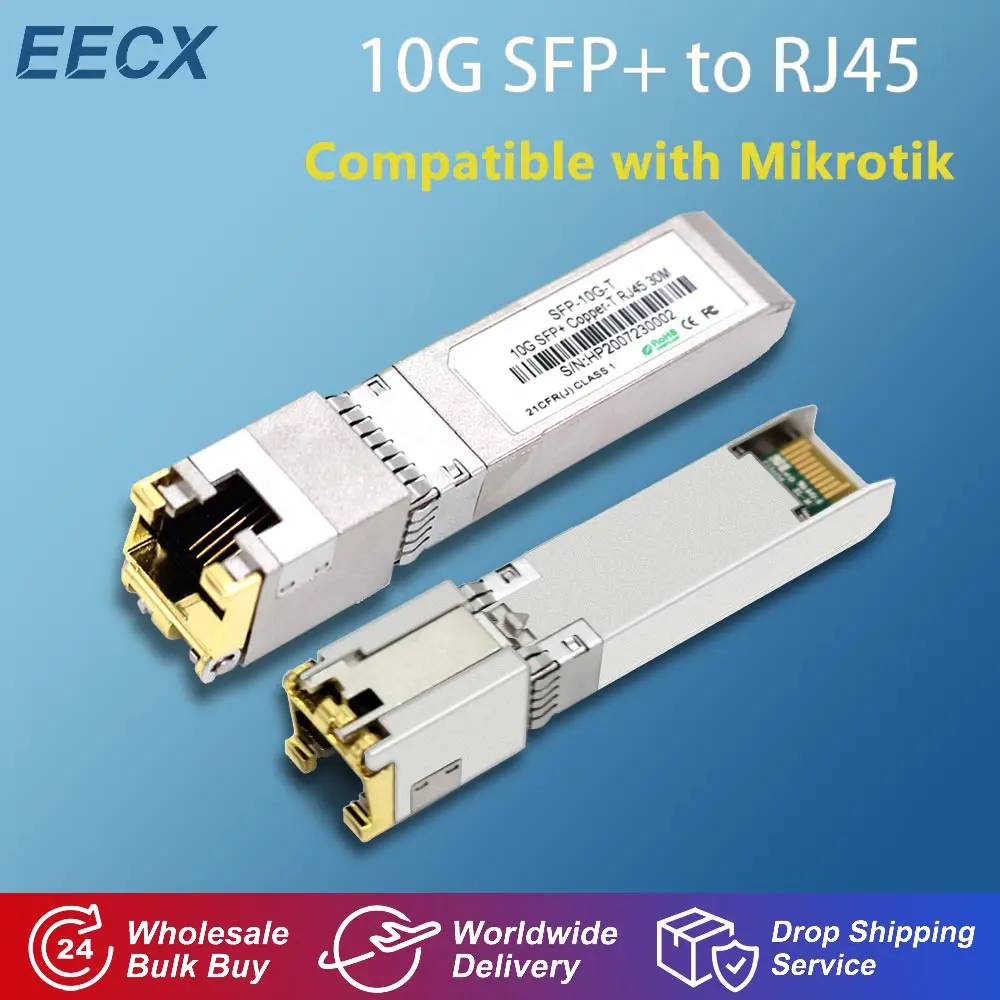 

10g SFP RJ45 Module RJ45 SFP Module 10GBASE-T SFP Copper Transceiver Module for Mikrotik Cisco Ubiquiti Zyxel Generic Switch