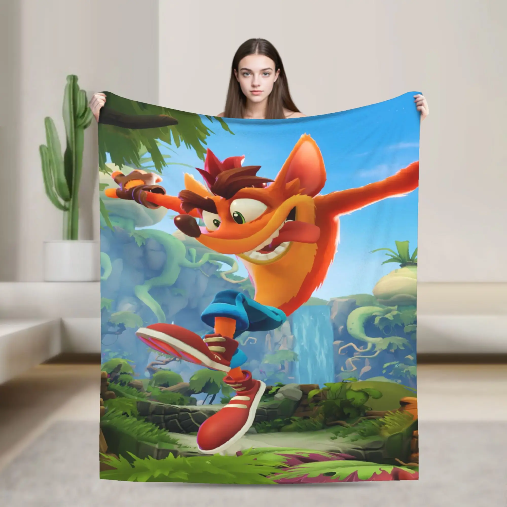 Crash Bandicoot Jungle Leap Blanket  Warm Soft Graphic Plush Throw Blanket For Child Couch Bed Flannel Bedspread Bed Cover