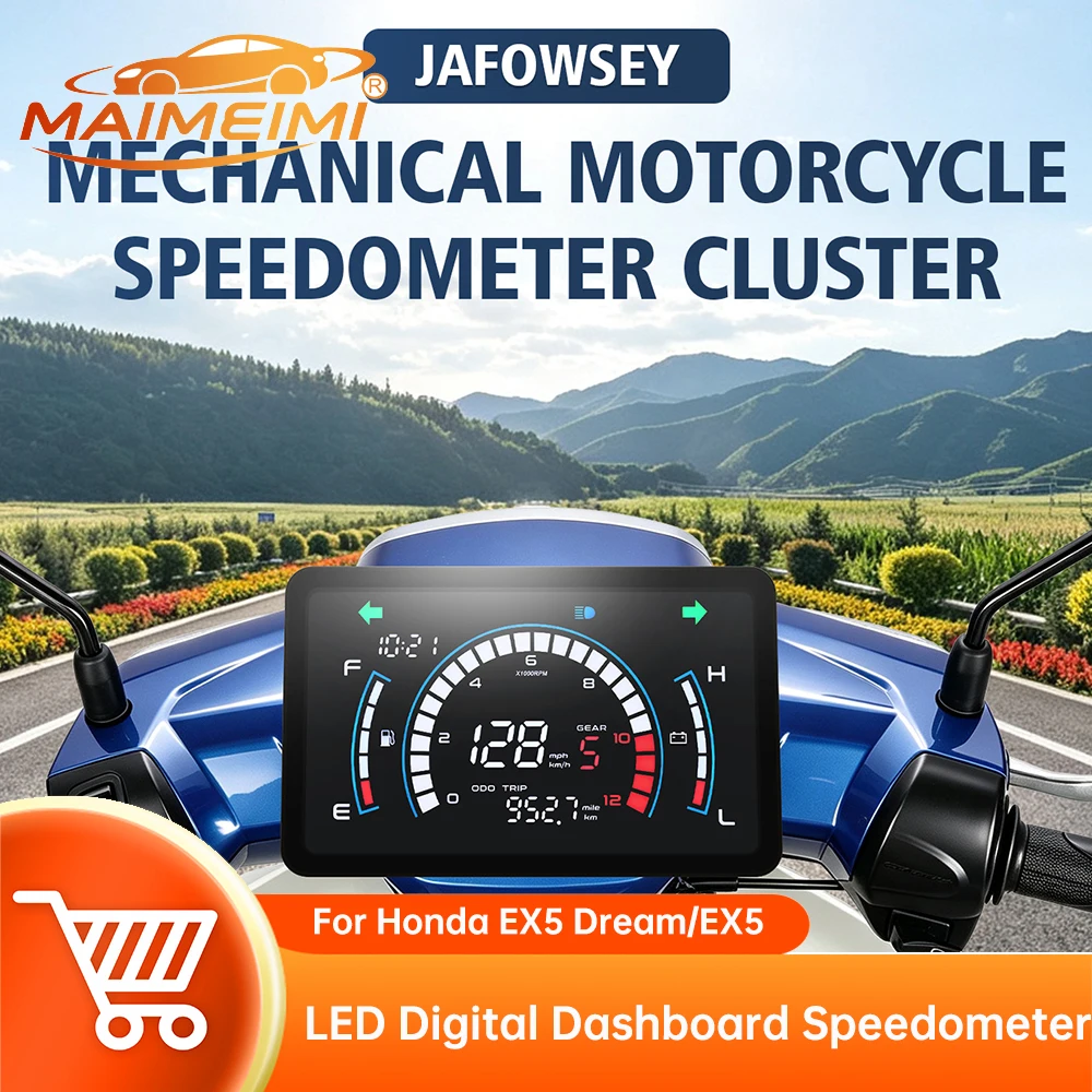 Upgrade Motorcycle Speedometer Black ABS Digital Dashboard Tachometer Voltage Mileage Indicator with Bracket