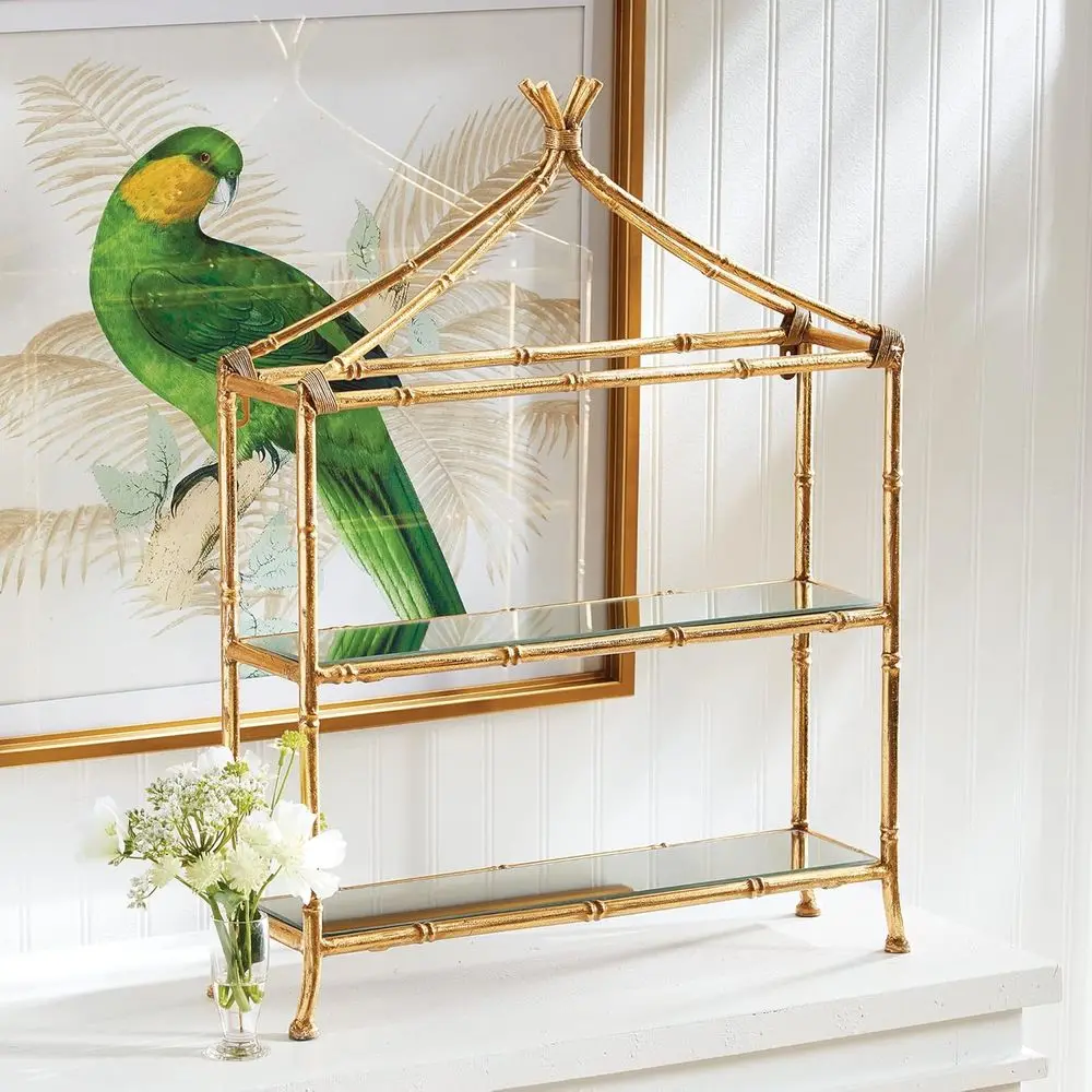 Daphne Dual-Level Display Shelf in Gold Finish