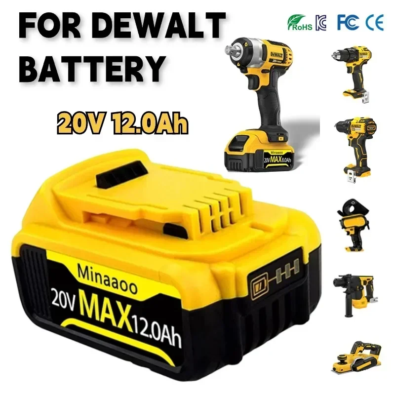 

2024 Upgrade 20V 8000mAh DCB200 Replaceable Li-ion Battery Compatible For Dewalt 18 Volt MAX Power Tools 18650 Lithium Batteries