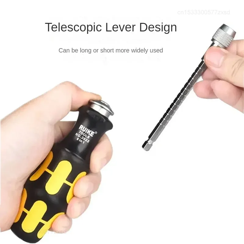 Xiaomi Multifunctional Ratchet Screwdriver Set Telescopic Portable Strong Magnetic 6 in 1 Hidden Drill Head Storage Screwdriver