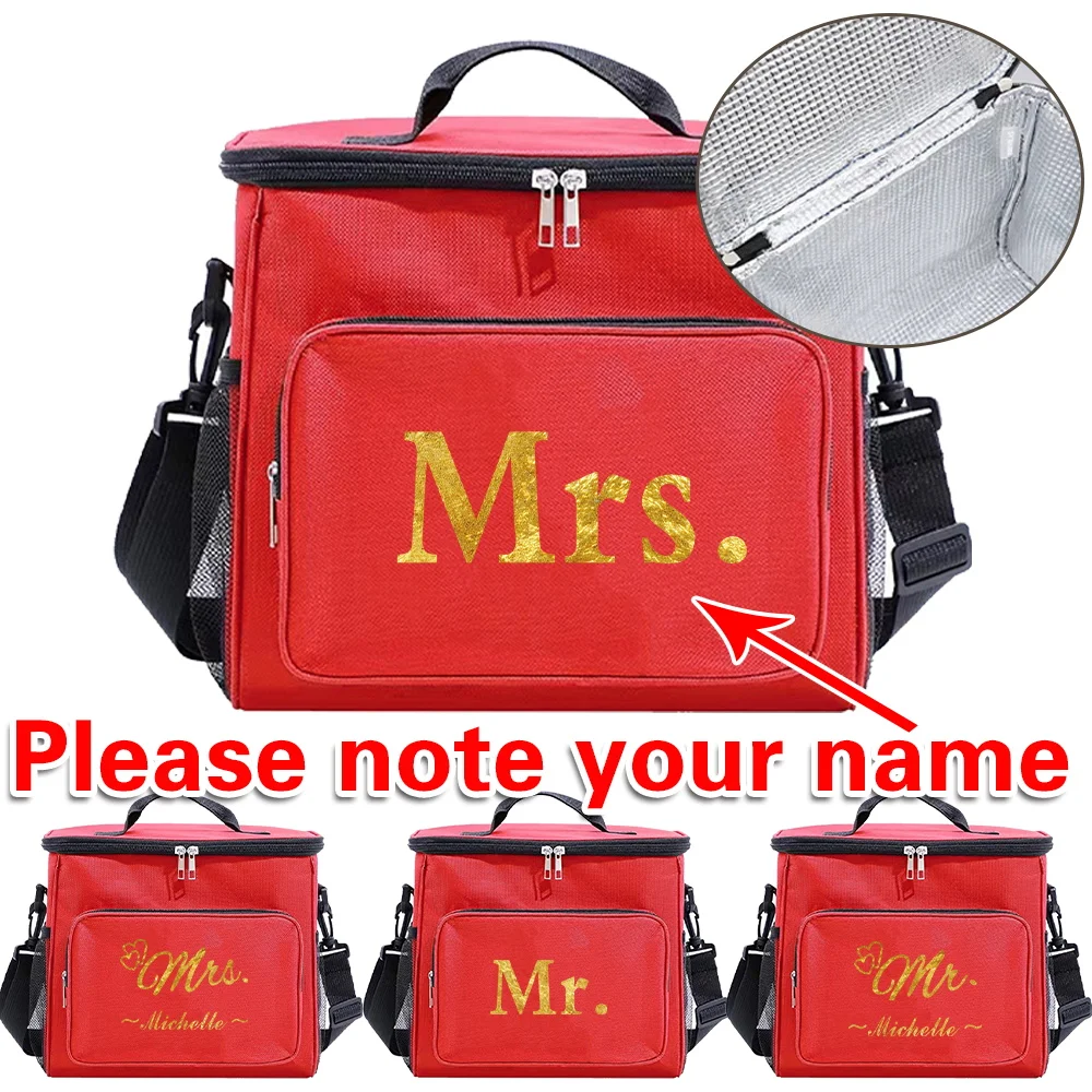 Customized Name New One Shoulder Lunch Bags Simple Practical Handle Bag Picnic Food Pouch Insulated Pack Office Bento Pouch