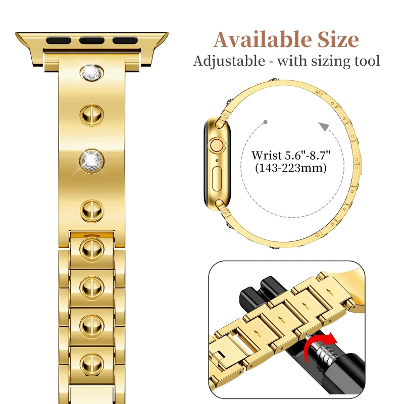 Bracelet-style Metal Wristband, Compatible with Apple Watch Bands 38-49mm, Ultra/SE/11-1 (Watch Not Included).