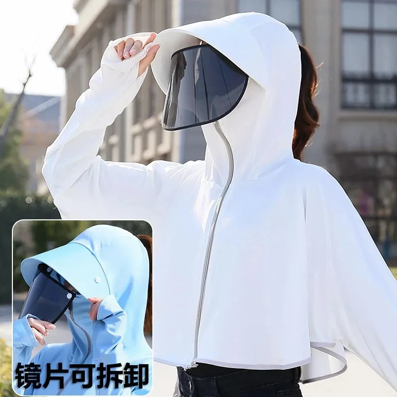 

Women Ultraviolet-proof Sunshade Hat Sunscreen Clothing Tops Female Summer Outdoors Face Covering Veil Sunscreen Clothing Coat