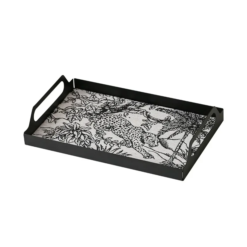 AhunderJiaz Retro Style Rectangle Wrought Iron Tray Living Room, Bedroom Jewelry Storage Display Tray Home Storage Decoration