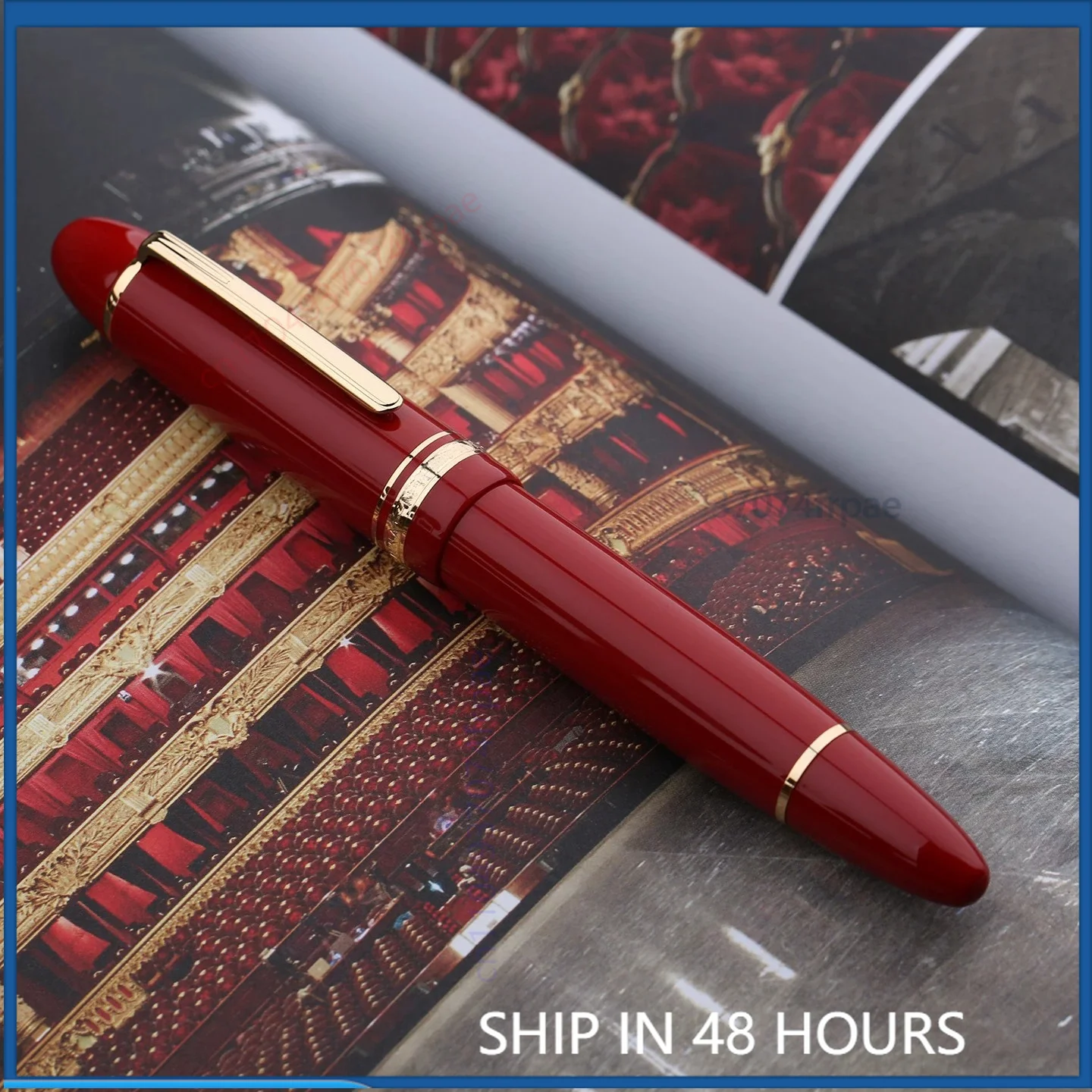 For MAJOHN P141 Large Resin Piston Fountain Pen Ink Window No.8 40 Two Tone Gold F Nib Adult Business Collectible Stationery