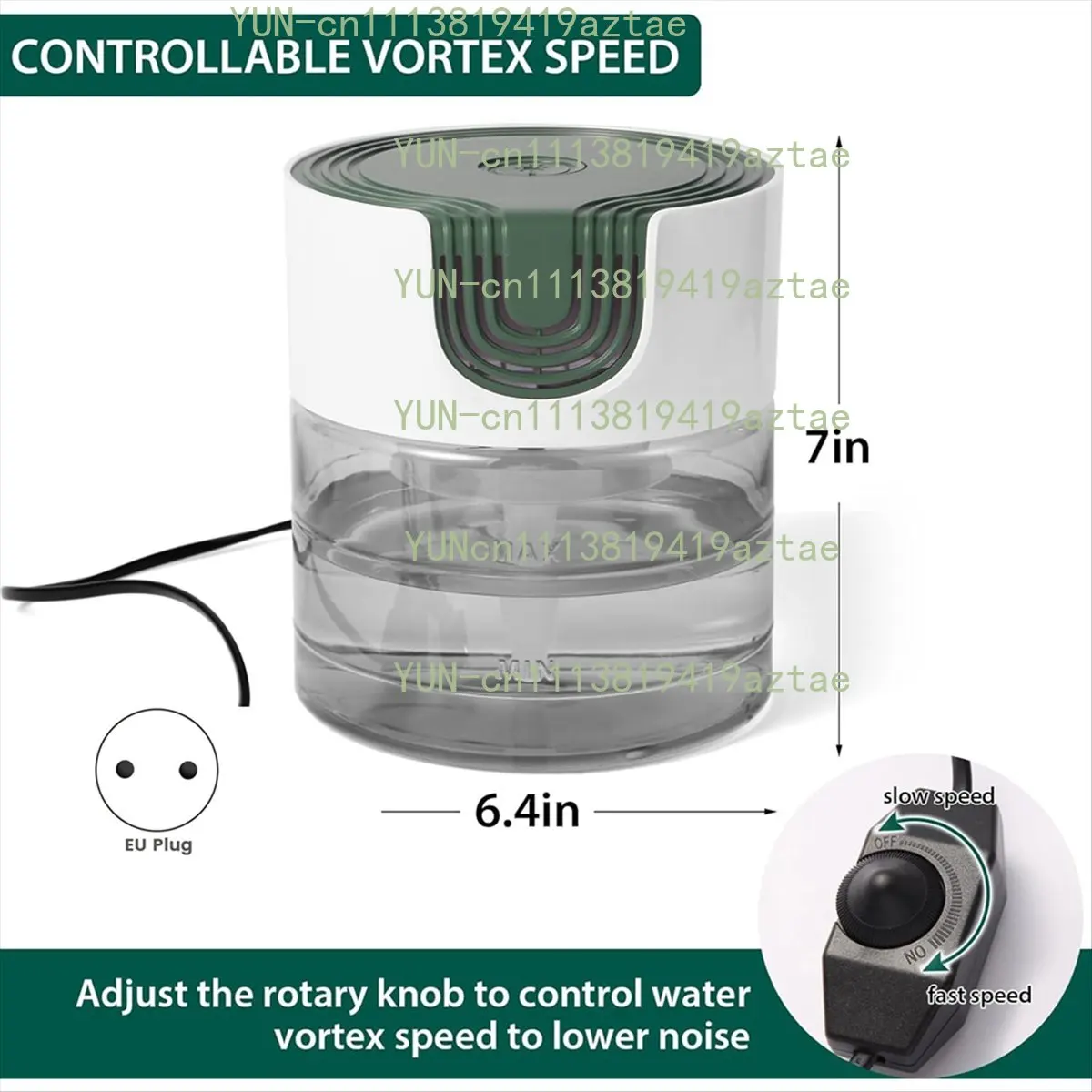 Water Air Purifiers for Home, Quiet Variable Speed Water Based Air Purifier with Night Light, for Home, Bedroom, EU Plug