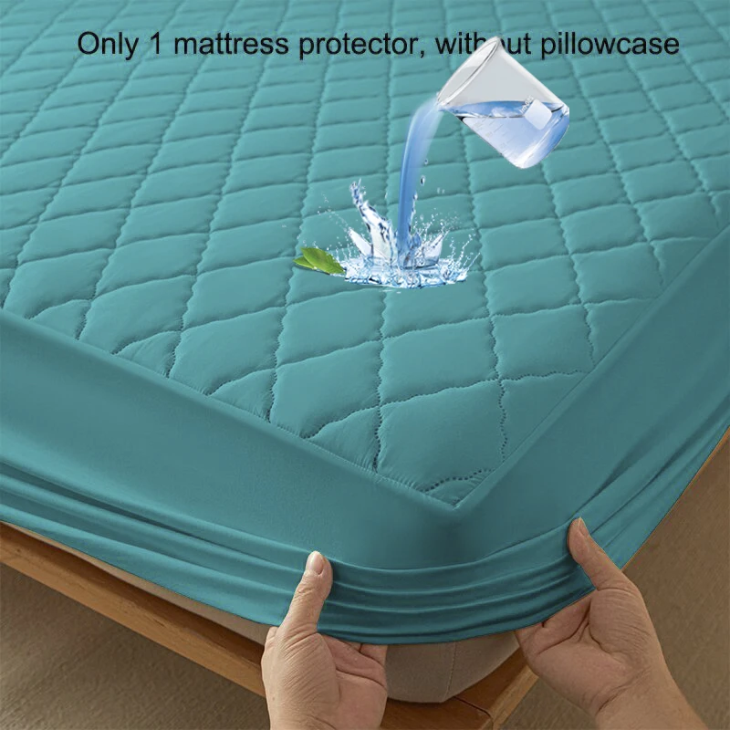 1 غطاء مائل حديث بسيط مقاوم للماء، غطاء سرير أزرق اللون لغرفة النوم والفراش (باستثناء كيس الوسادة)