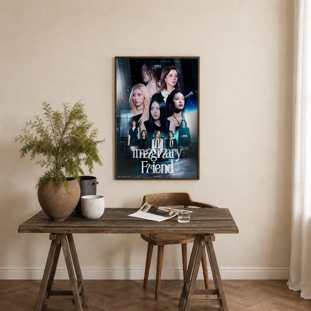 Girl Group ITZY Poster Self‑Adhesive Waterproof PP Poster Coffee House Bar Wall Art Sticker Room Home Decor