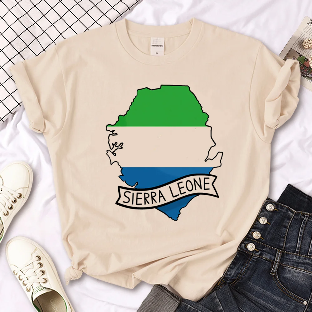 Sierra Leone Tee women comic streetwear Y2K top girl anime Japanese clothes