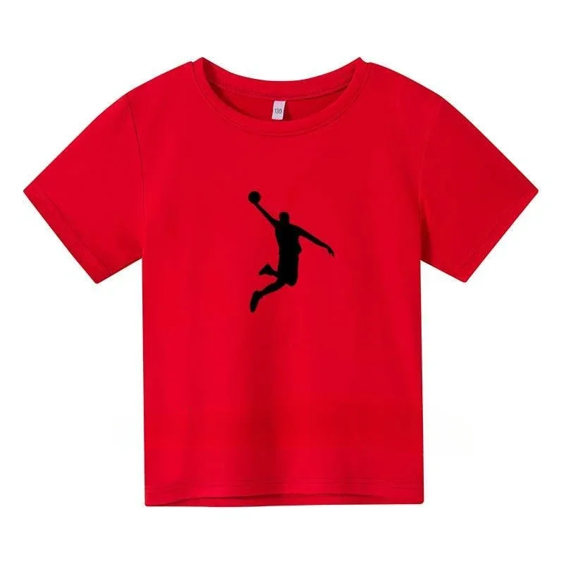 Fashion Basketball Print Children T-shirt for Boys Girls Clothes 2024 Summer Short Sleeved Casual Cotton Tshirt Baby Kid Tee Top