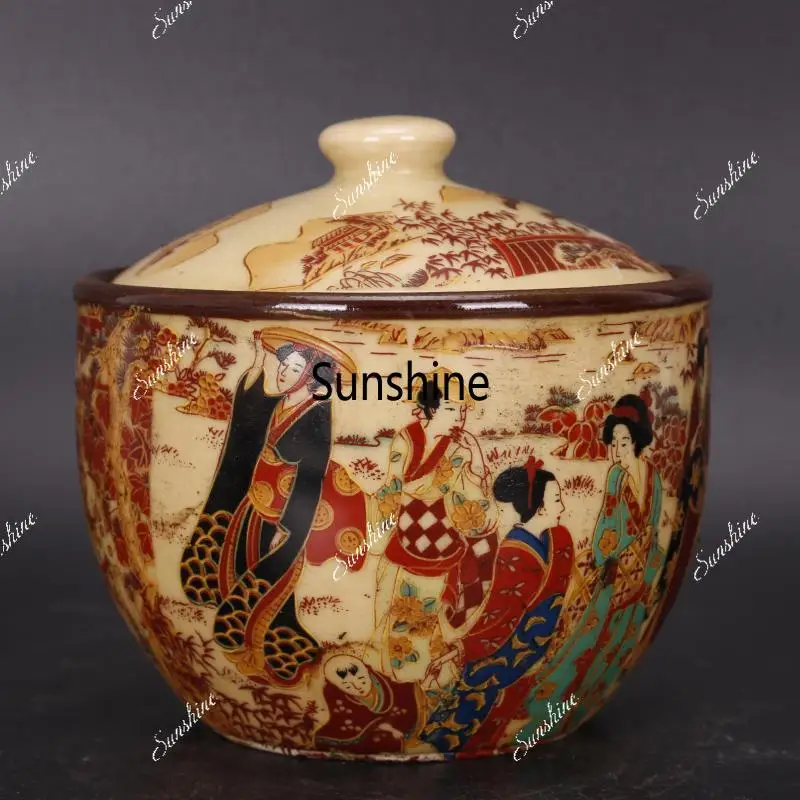 Qing Dynasty Qianlong Pink Painting, Exotic Character, Maid, Tea Jar, Sugar Jar, Kitchen Supplies, Ceramic Antique Collection