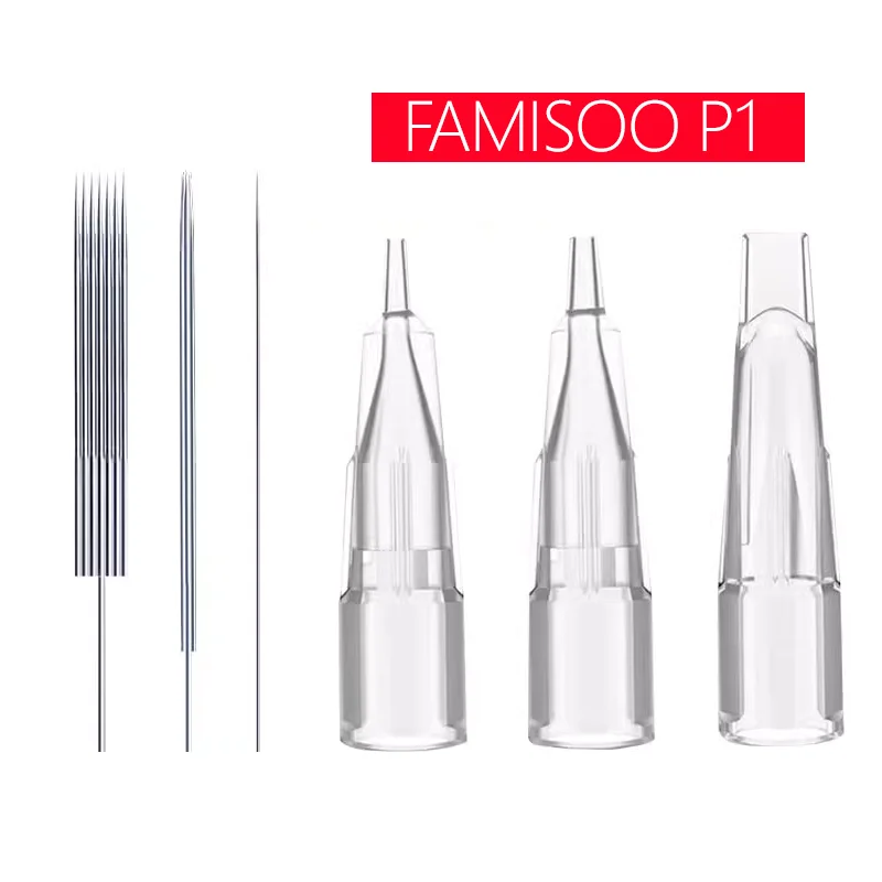 

100sets Professional Tattoo Machine Needle with Cap Set Famisoo Permanent Makeup Tattoo Eyebrow and Lips Microblading Supplies