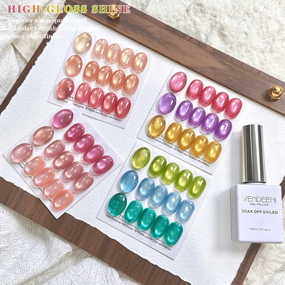 Vendeeni TPO HEMA FREE 12 Farben/Set Kristall-Katzenaugen-Gel-Nagellack Regenbogen-Candy Magnetischer UV-Soak-Off-Gel-Lack mit Display – Detail 8