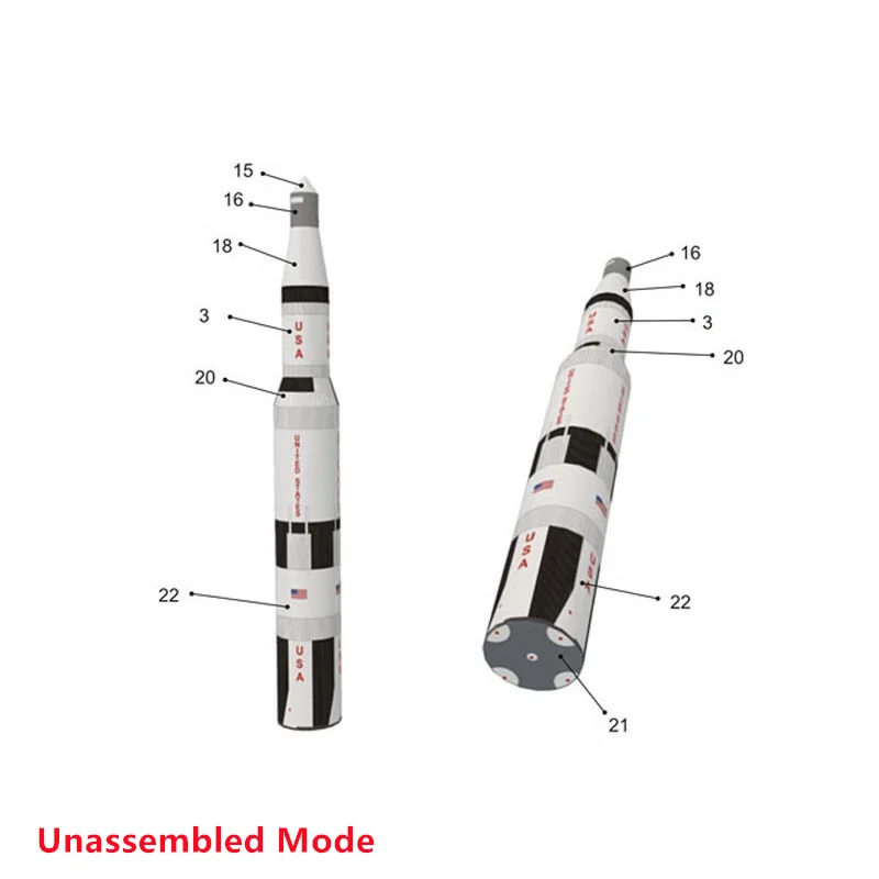 1:300 스케일 USS Saturn V 로켓 및 발사 패드 모델 세트 DIY 공예 종이 모델 키트 수제 장난감 선물 장식품