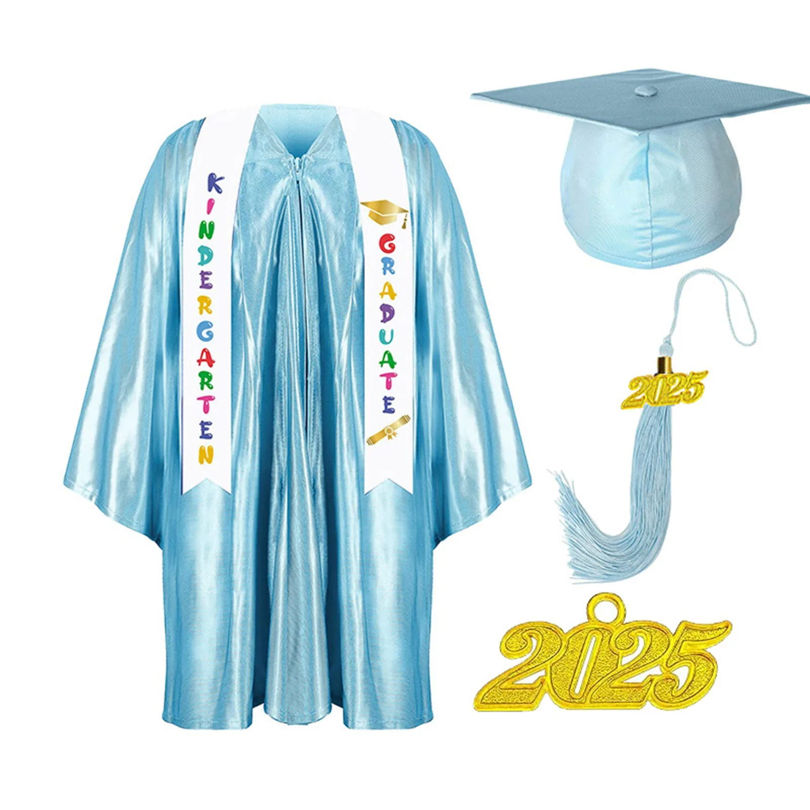 Bambini Abito accademico Uniformi scolastiche per bambini Scuola materna in età prescolare Abito da laurea Scialle Nappa Cap Set Abiti da festa