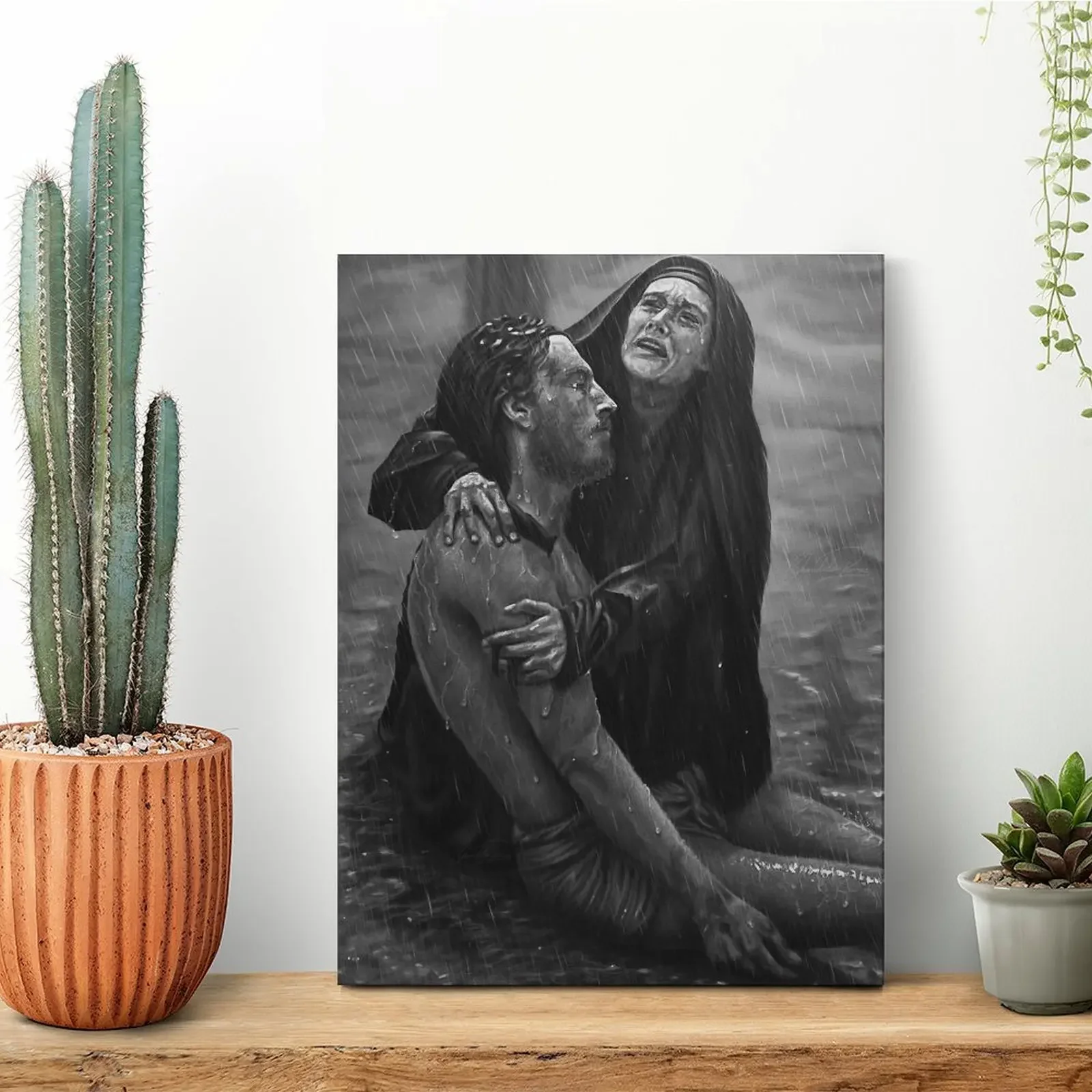 Jesus Christ And Mary Canvas Painting Club Poster Cinema Garage Character Framed Wall Paintings