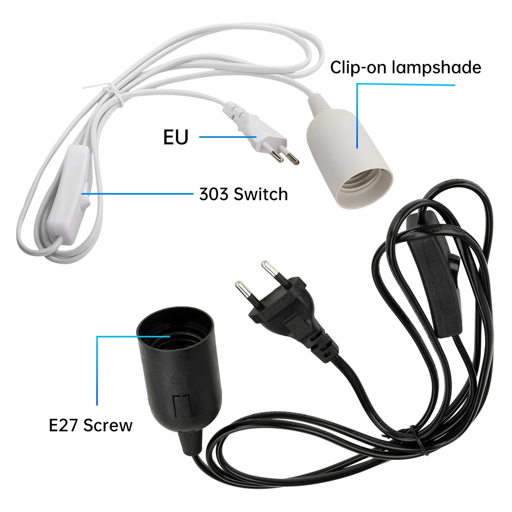 Soporte de Base de lámpara E27, Cable de alimentación de 1,8 M, enchufe europeo para colgante, accesorio de iluminación LED, adaptador de Cable de enchufe con interruptor