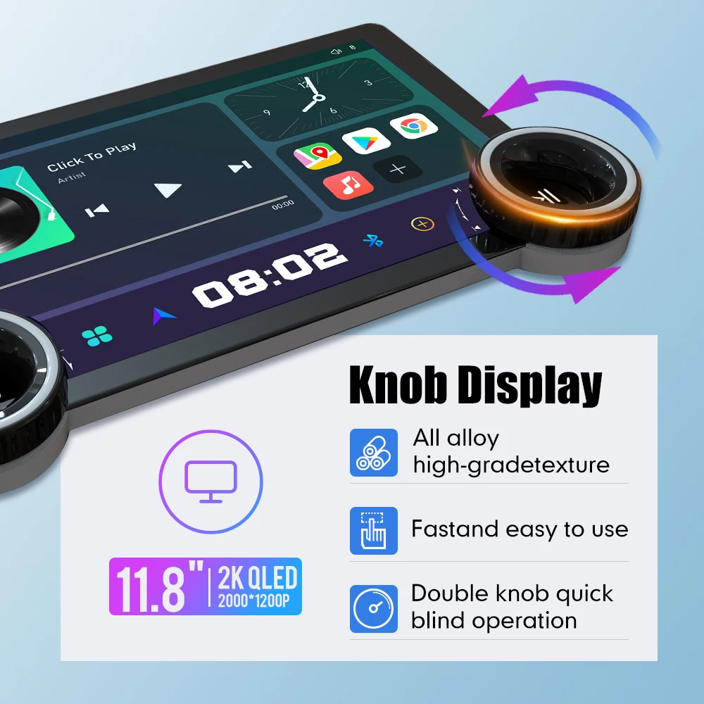 10.1/10.33/11.8 inch Screen Diamond， 2K Android Car Radio 2Din Multimedia Player Double Knob Carplay Android Auto GPS Car Audio