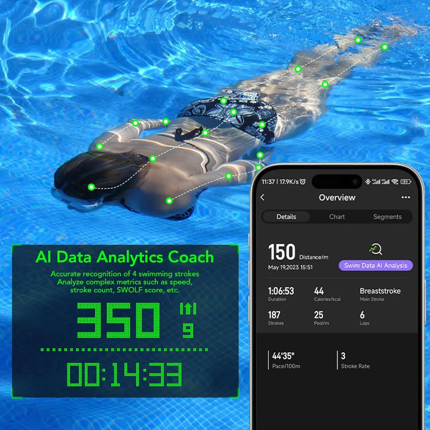 SPGUARD Holoswim2s AR Smart Swim Goggles with Swimming Fitness Tracker with Metrics Tracking & Real-time Display, Compatible