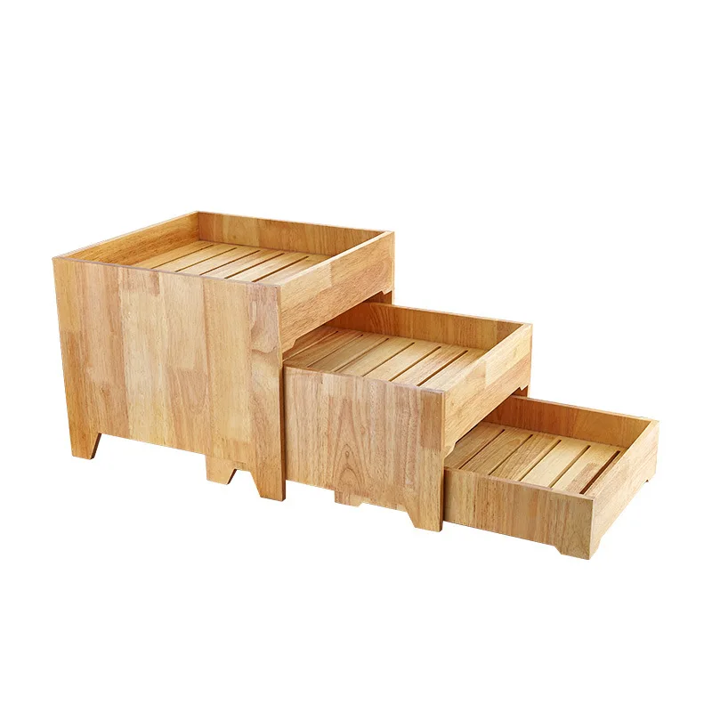 Подставка для демонстрации, 3 яруса, Сапеле, деревянная корзина для фруктов