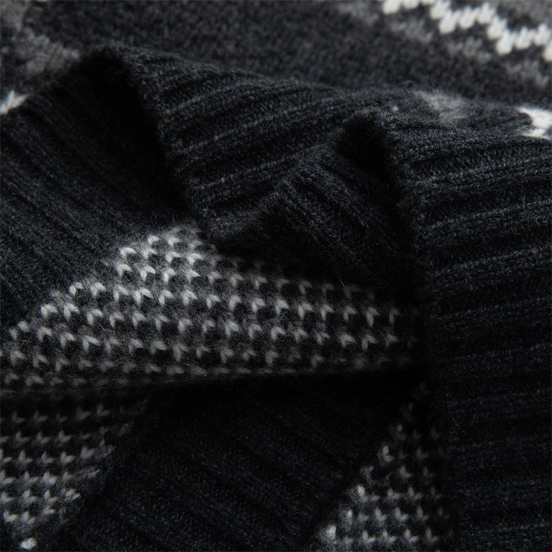 

Chic Fair Isle Jacquard Thick Sweater Coat Luxury Women's Autumn Winter 100% Cashmere Casual Loose knitting Cardigan Warm Coat