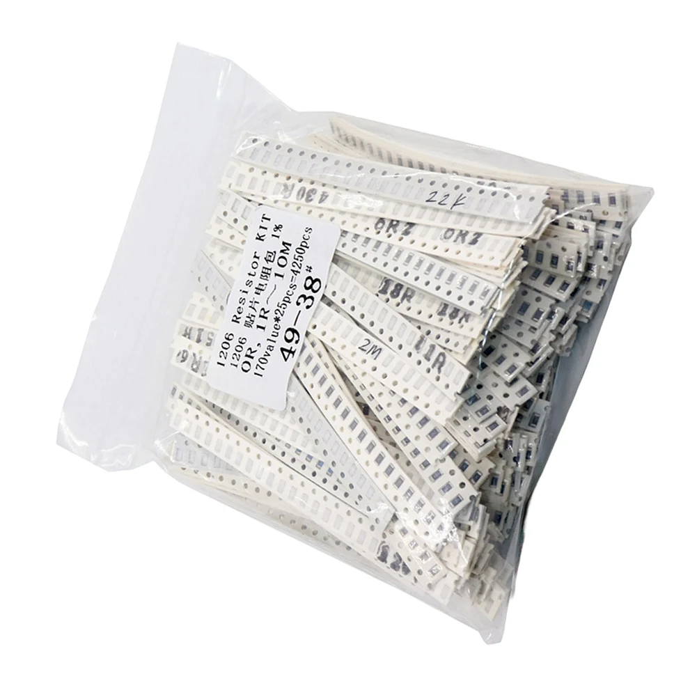 4250Pcs 1206 For SMD Resistor Kit 1ohm-10M Ohm 1% Tolerance 170 Values Assorted Pack For Electronic Circuit Repair And DIY Proje