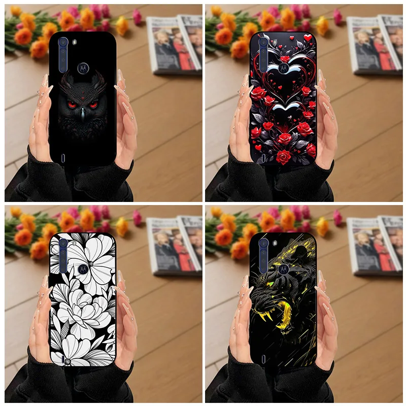 Para Motorola One Fusion funda negra parachoques Funda de silicona suave para Moto One Fusion Plus fundas de teléfono OneFusion Fusion + Funda Shell