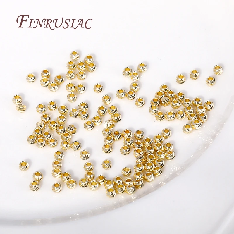 5 Sizes Round Spacer Beads 18K Gold Plated Brass Metal Beads Cut Pattern Separators Beads For DIY Handmade Jewelry Accessories