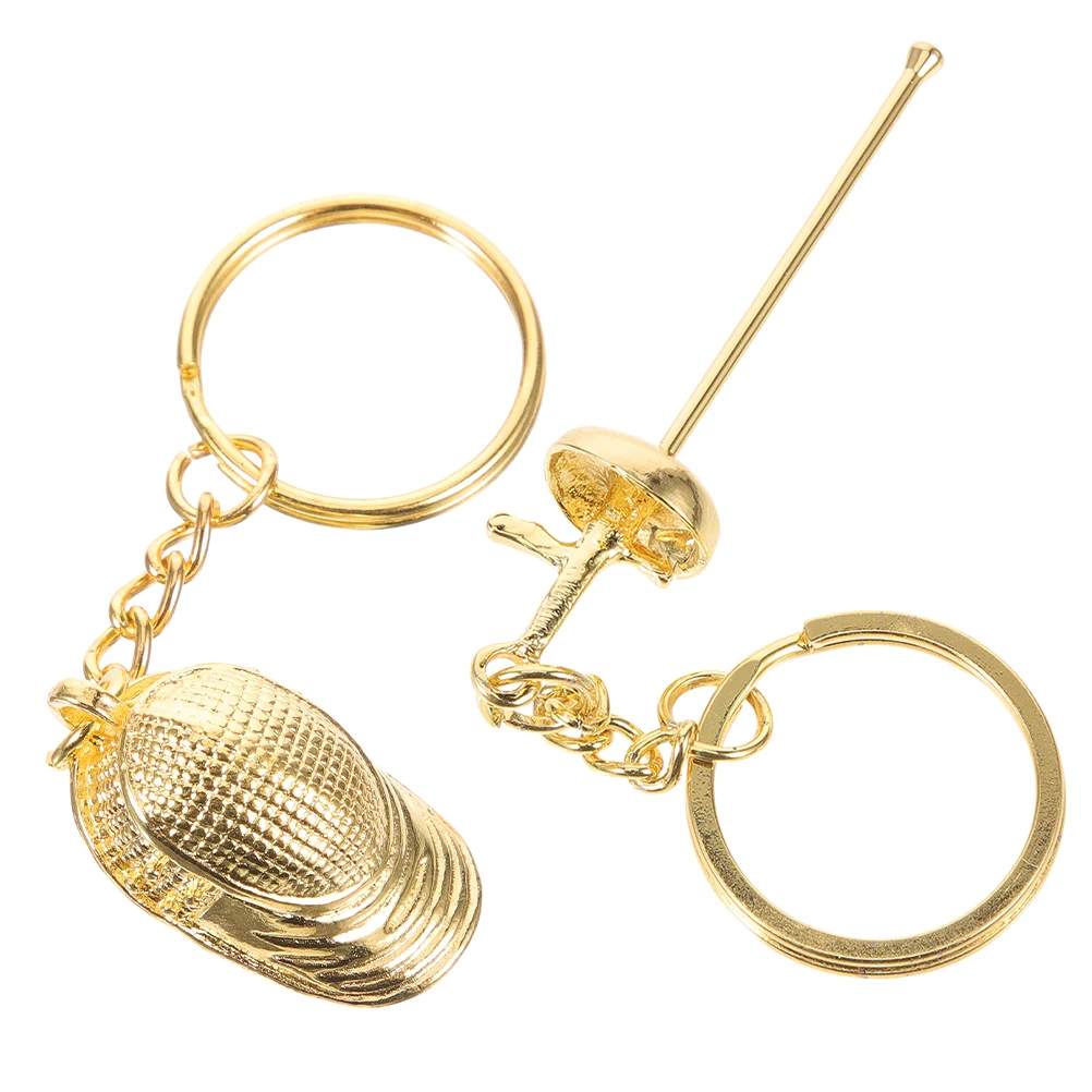 

2 Pcs Fencing Keychain Chains Backpack Pendant Ornaments The Fence Metal Bag Hanging Decors Decoration Lovers Creative