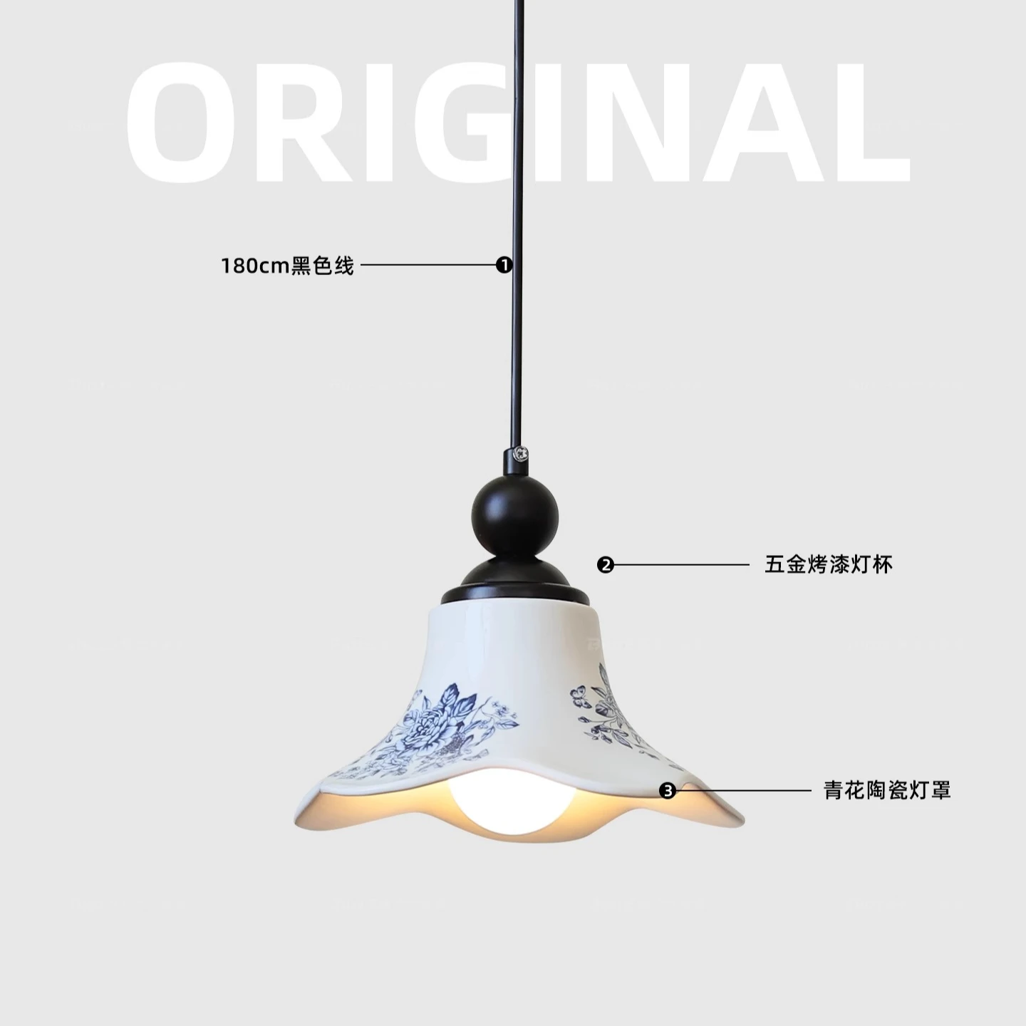 مصباح معلق من السيراميك باللونين الأزرق والأبيض، مصباح بجانب السرير لغرفة النوم الجمالية الصينية، مصباح خط معلق للدراسة في المدخل القديم