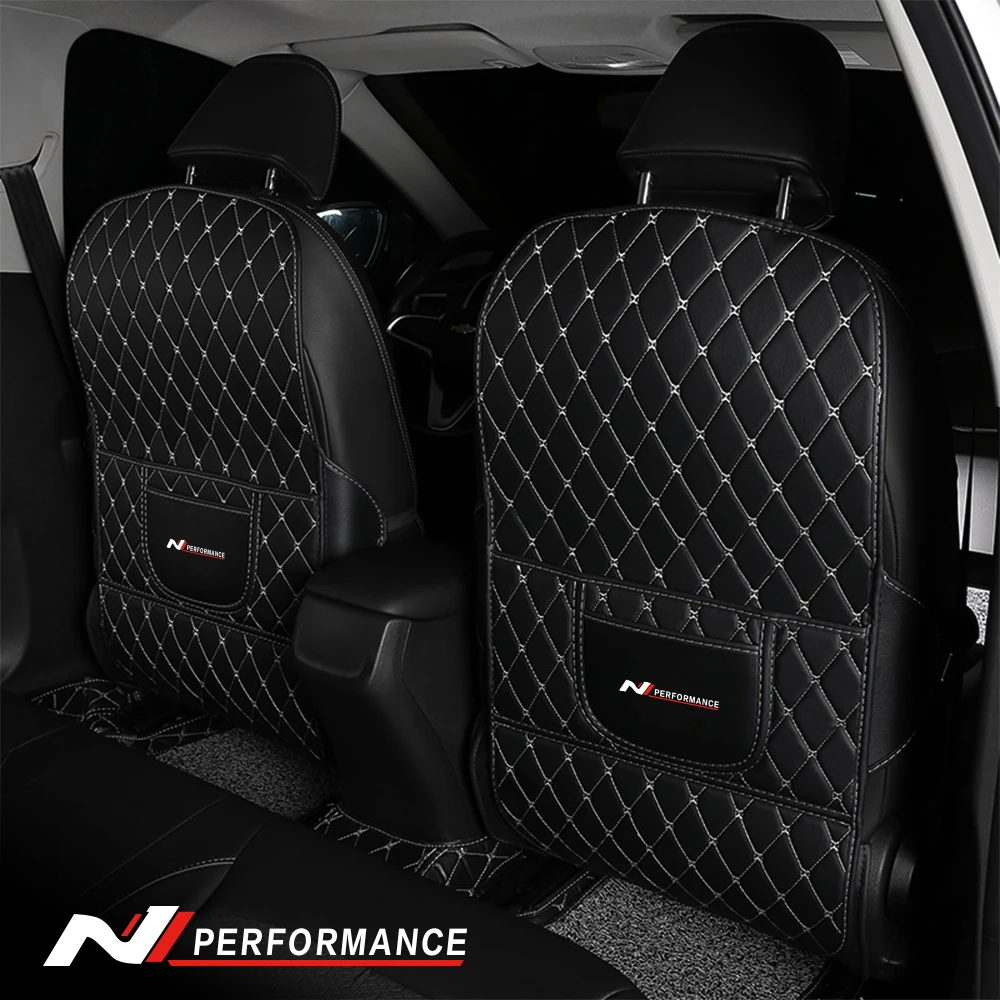 For Hyundai i20 Tucson i30 Kona n nline Veloster Sonata Elantra PU Leather Car Seat Back Pad Interior Auto Anti Kick Pads