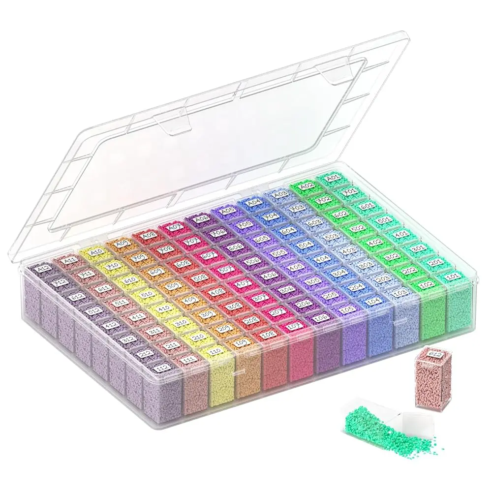 

Новые улучшенные прозрачные контейнеры для хранения алмазной мозаики большой емкости, органайзеры и системы хранения для рукоделия на 96 ячеек, подходят для различных задач