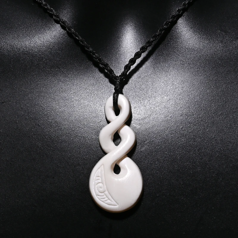 GX011 Handmade Carved Twisted New Zealand Maori Tribal Choker WoMen\'s Men\'s Necklace Yak Bone Infinity Pendant for surfing