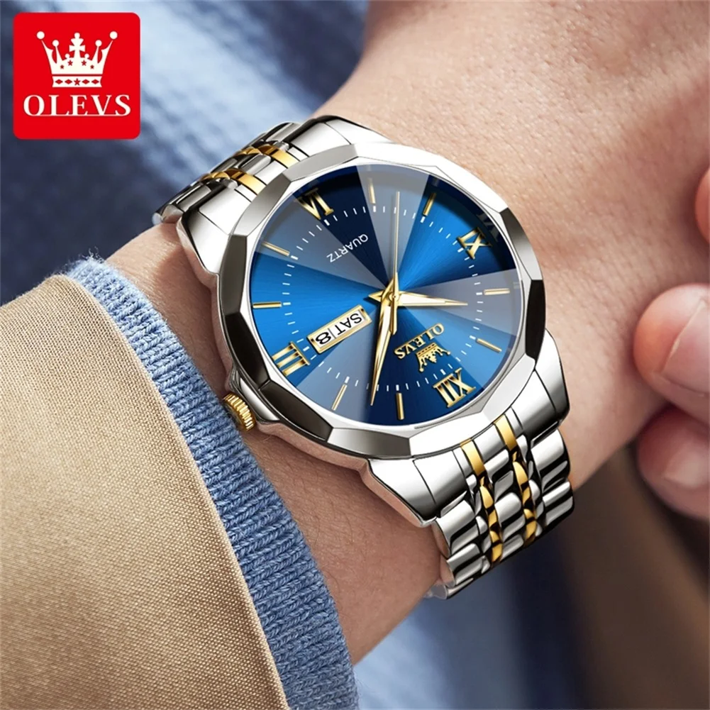 OLEVS Original Luxury Brand Men\'s Watches Stainless steel Waterproof Calendar Male Wristwatch Trend Quartz Watch for Man NEW