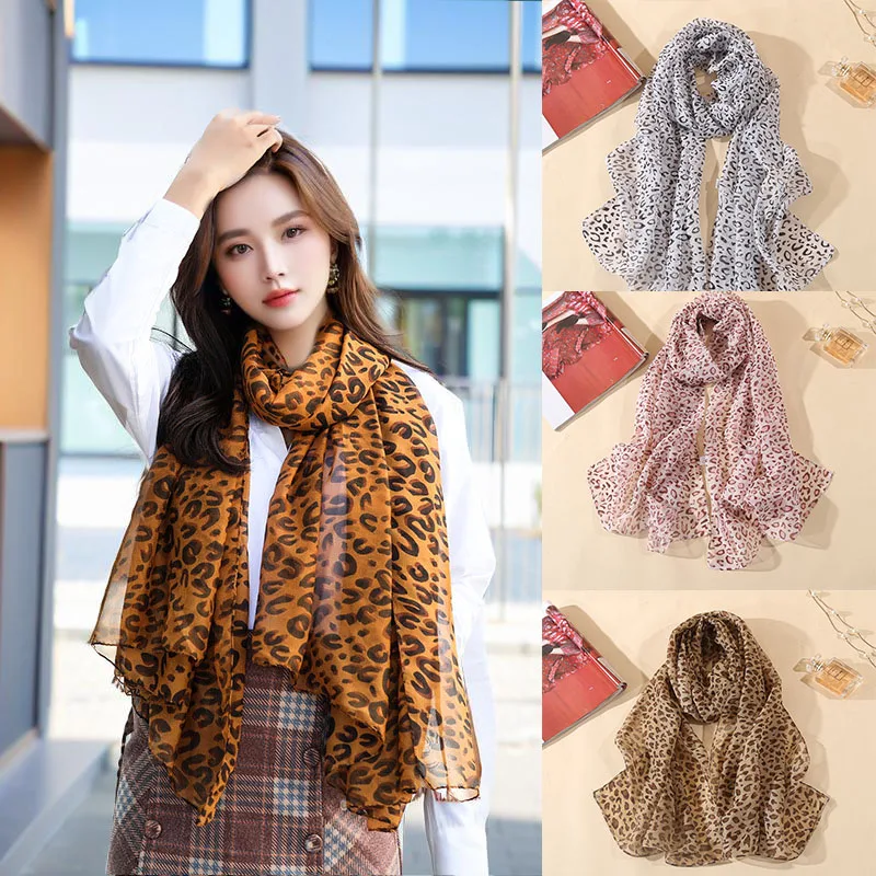 Foulard bufanda con estampado de leopardo, bufanda de algodón para mujer, pañuelo palestino, bufanda elegante para mujer, bufandas para mujer XWJ13