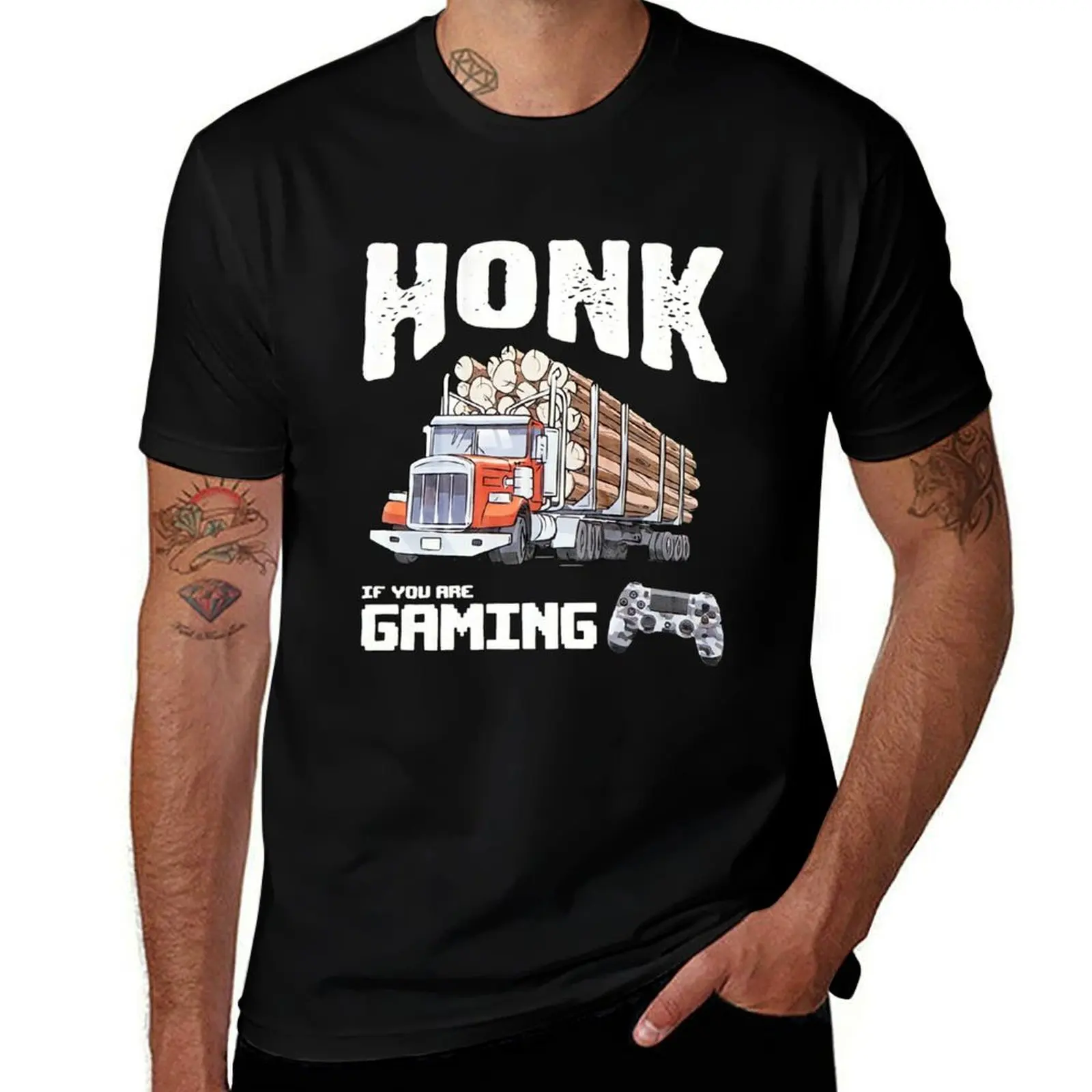 

HONK IF YOU ARE GAMING (TRUCKER GAMER) CoolShirtz/Cold Ones T-Shirt vintage anime shirt summer top sweat shirts, men